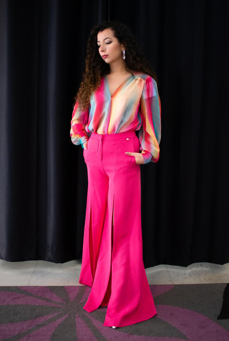 Pantaloni, fucsia, spacco - Sarah Chole
