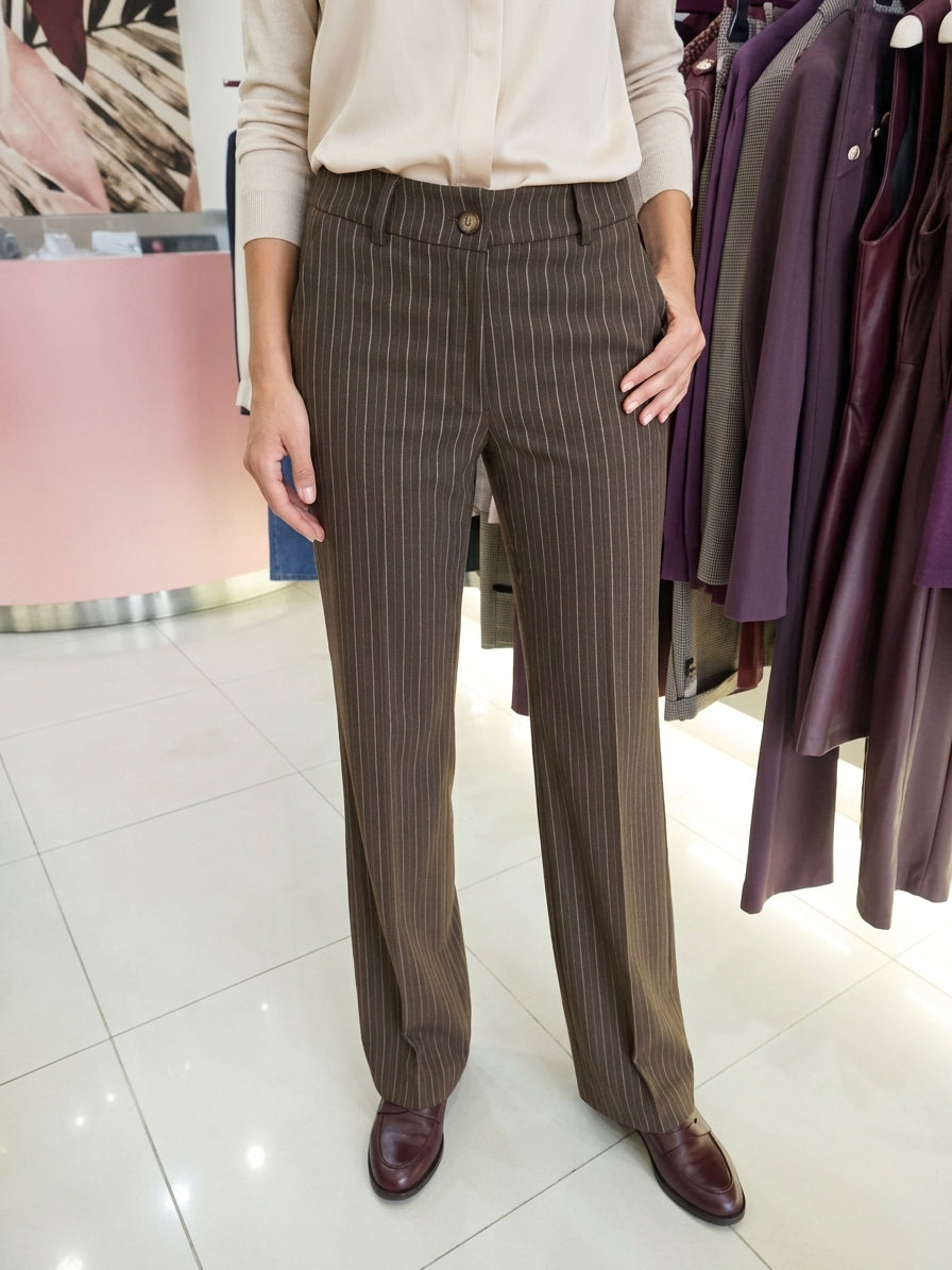 Pantalone Sartoriale Pinstripe a Gamba Larga